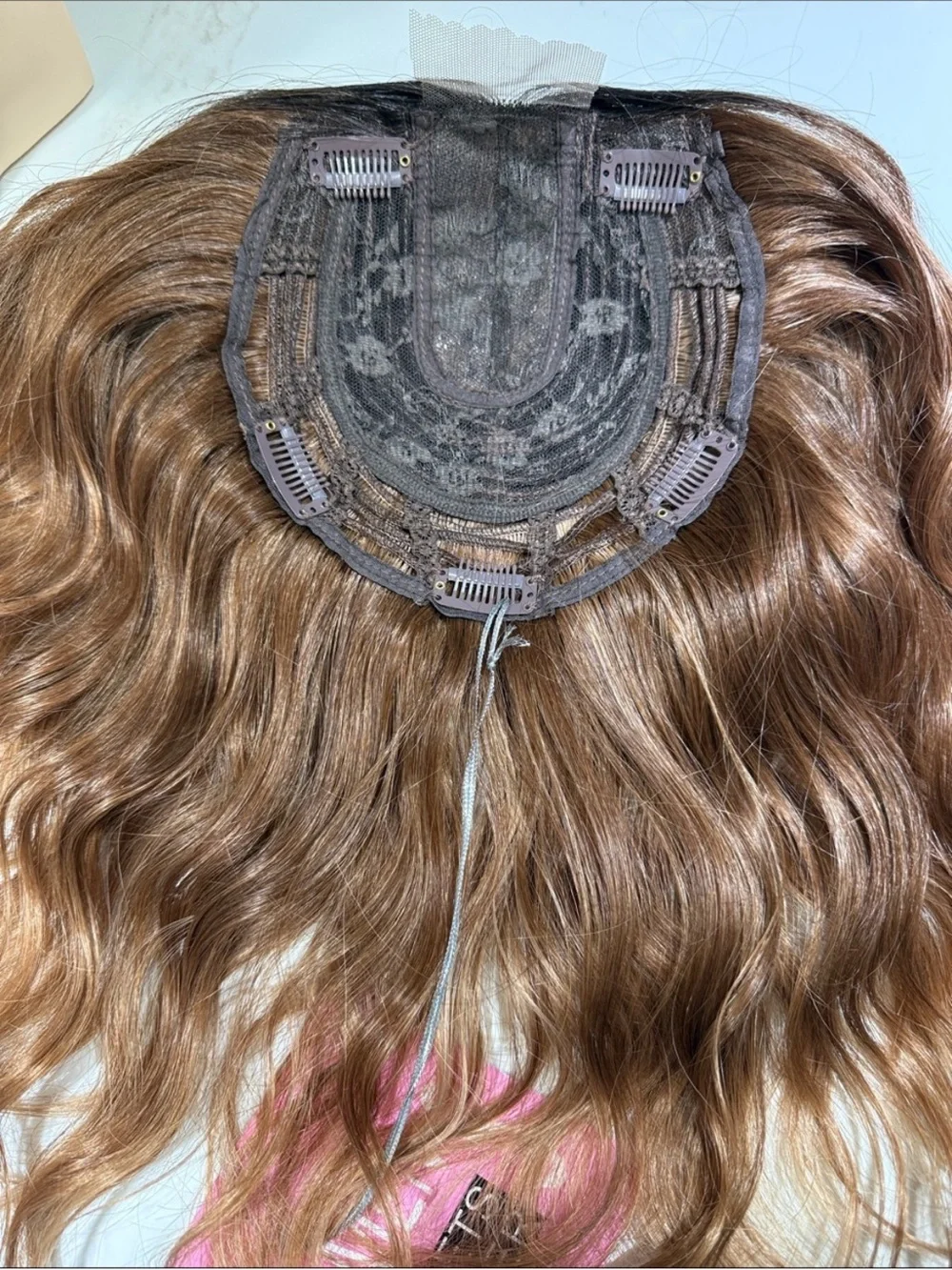 NWT Hair Topper 13” Wavy Center Part, Ombre, Brown HoneyCarmel gold balayage wig